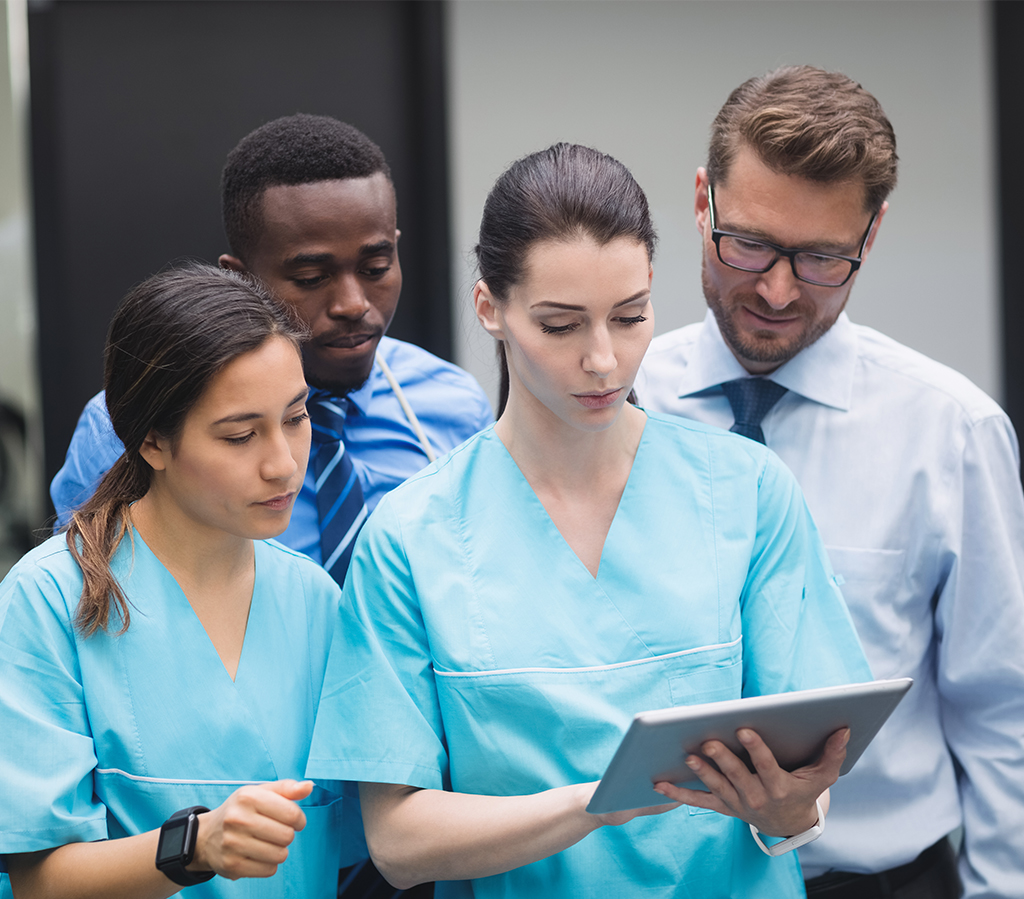 Medical professionals discussing patient care